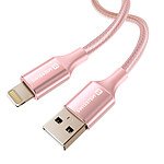 Swissten Câble USB vers Lightning Design Tressé Anti-nœud Rose