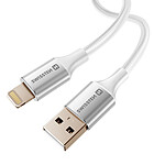 Swissten Câble USB vers Lightning Design Tressé Anti-nœud Blanc
