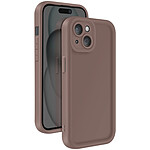 Avizar Coque pour iPhone 15 Silicone Soft Touch Bordures Surélevées Marron