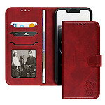 Avizar Étui pour iPhone 16e Motif Chat Heureux Portefeuille et Support Rouge