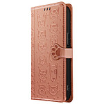 Avizar Housse pour iPhone 16e Design Chat et Chien Clapet Portefeuille Rose champagne