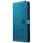 Avizar Housse pour iPhone 16e Design Chat et Chien Clapet Portefeuille Bleu