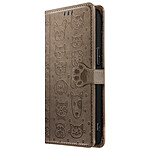 Avizar Housse pour iPhone 16e Design Chat et Chien Clapet Portefeuille Gris