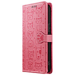 Avizar Housse pour iPhone 16e Design Chat et Chien Clapet Portefeuille Rose