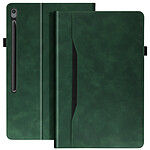 Avizar Étui pour Samsung Tab S10 FE Plus Clapet Portefeuille Support Vidéo Vert foncé