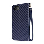 Avizar Étui Carbone pour iPhone 16e Portefeuille Support Dragonne Bleu nuit