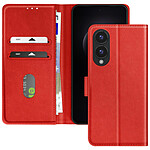 Avizar Étui pour Samsung Galaxy S25 Edge Clapet Portefeuille et Support Vidéo Rouge