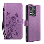 Avizar Étui Fleur Papillon pour Honor 400 Lite Portefeuille avec Dragonne Violet