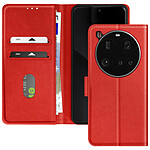 Avizar Étui pour Xiaomi 15 Ultra Clapet Portefeuille et Support Vidéo Rouge