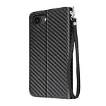 Avizar Étui Carbone pour iPhone 16e Portefeuille Support Dragonne Noir