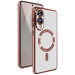 Avizar Coque MagSafe pour Samsung Galaxy S25 Edge Silicone Contour Chromé Rose champagne