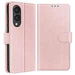 Avizar Étui pour Samsung Galaxy S25 Edge Clapet Portefeuille et Support Vidéo Rose champagne