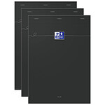 OXFORD Bloc SMART agrafé 148x210 160P petits carreaux noir x 3