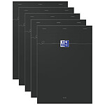 OXFORD Bloc SMART agrafé 148x210 160P petits carreaux noir x 5