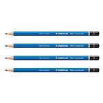 STAEDTLER Crayon Papier Mars Lumograph 100 Corps Laqué Bleu Mine 2 mm B x 4