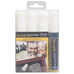 SECURIT Lot de 4 Marqueurs Craie Liquide ORIGINAL LARGE Biseautée 7 - 15 mm Blanc