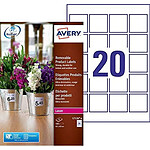 AVERY Etui 160 Etiquettes Polyester Ultra-Résistantes Blanches Amovibles 45 x 45mm AVERY Etui 160 Etiquettes Polyester Ultra-Résistantes Blanches Amovibles 45 x 45mm