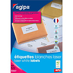 AGIPA Boite 1600 étiquette 99,1x33,9 mm (16 x 100F A4) Las / Cop Coin Rond Perm. Blanc