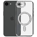Avizar Coque Diamant pour iPhone 16e MagSafe Contour Strass Argent