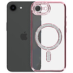 Avizar Coque Diamant pour iPhone 16e MagSafe Contour Strass Rose champagne