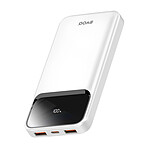Bwoo Batterie Externe 10000mAh 22.5W avec USB-C + 2 USB Affichage LED Blanc