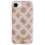 Guess Coque MagSafe pour iPhone 16e Imprimé Peony Script Logo en relief Marron clair