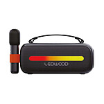 Ledwood Enceinte Karaoké Bluetooth Portable 130W avec Micro Sans Fil et Effets LED Noir