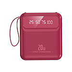 Avizar PowerBank 10000mAh 20W avec Écran LED / Torche / Câbles Compact Rose framboise