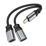 Swissten Splitter Audio et Charge Lightning 2-en-1 Nylon Tressé Anti-noeuds Noir