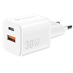 Forcell Chargeur Secteur GaN III 30W avec Ports USB-C + USB Format Mini Blanc