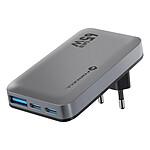 Forcell Chargeur Mural GaN III 65W avec 2 USB-C + USB Charge Rapide Ultra-fin Gris