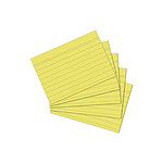 HERLITZ Paquet de 100 fiches bristol, format A6, ligné, Jaune, 170 g/m2