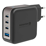 Swissten Chargeur Secteur GaN 100W avec 3x USB-C + USB Charge Rapide Compact Noir