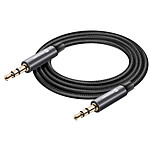 Swissten Câble auxiliaire Jack 3.5 mm compatible jack 3.5 mm Nylon Tressé 1.5m Noir