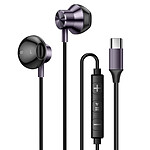 LinQ Écouteurs Intra USB-C Aimantés Musique et Appels Mains Libres Gris