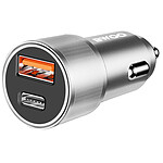 Bwoo Chargeur Allume-cigare 38W USB-C + USB Charge Rapide avec LED Compact Argent