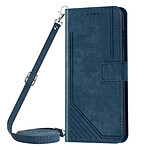 Avizar Housse pour Realme 14T Effet Brossé Portefeuille Bandoulière Bleu nuit