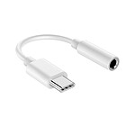 Partel Adaptateur Audio USB-C vers Jack 3.5mm Femelle Compact / BULK Blanc / Argent