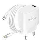 Bwoo Chargeur Secteur 20W USB-C avec Câble Lightning BWOO Blanc