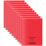 CONQUÉRANT Cahier à rabat agrafé 24x32cm 96P 90G grands carreaux polypro rouge x 10