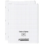 CONQUÉRANT Cahier à rabat agrafé 24x32cm 96P 90G petits carreaux polypro incolore x 2