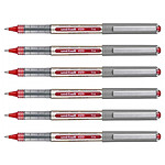 UNI-BALL Stylo Roller Encre Liquide Recyclé UB157E Pointe Moyenne Rouge x 6