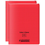 CONQUÉRANT Cahier à rabat agrafé 24x32cm 96P 90G grands carreaux polypro rouge x 2