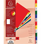 EXACOMPTA Intercalaire en polypropylène 18/100ème recyclable, 12 positions, format A4 x 20 EXACOMPTA Intercalaire en polypropylène 18/100ème recyclable, 12 positions, format A4 x 20