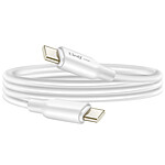 LinQ Câble USB-C vers USB-C 4A Power Delivery 80W en Silicone Flexible 1,2m Blanc