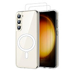 Evetane Coque Samsung Galaxy S23 Magnétique Compatible Magsafe + 2 Vitres Protection Ecran Evetane Coque Samsung Galaxy S23 Magnétique Compatible Magsafe + 2 Vitres Protection Ecran