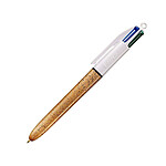 BIC Stylo-bille bic 4 couleurs festif retractable rechargeable pointe moyenne corps blanc/doré
