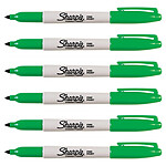 SHARPIE Marqueur permanent FINE Pointe Ronde Vert x 6