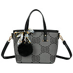 Gallantry Sac à Main pour Femme Imprimé Décoré d'un Pompon et Foulard Noir