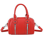 Gallantry Sac à Main Bowling pour Femme avec Zips Décoratifs et Bandoulière Rouge